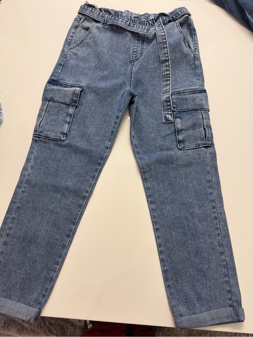 Epic Threads woman Light Blue Cargo Pants with Belt